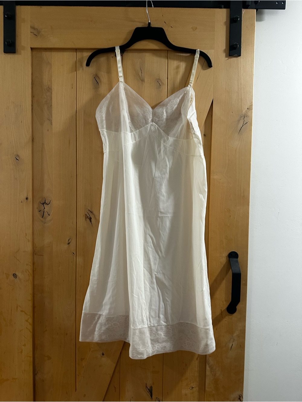 Ivory Lace-Trim Satin Chemise
